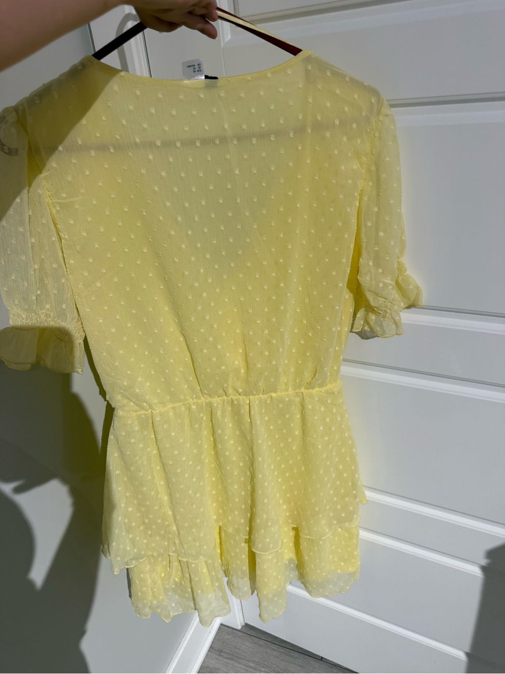 Divided Light Yellow Ruffled V-Neck Tunic - Picture 4 of 4
